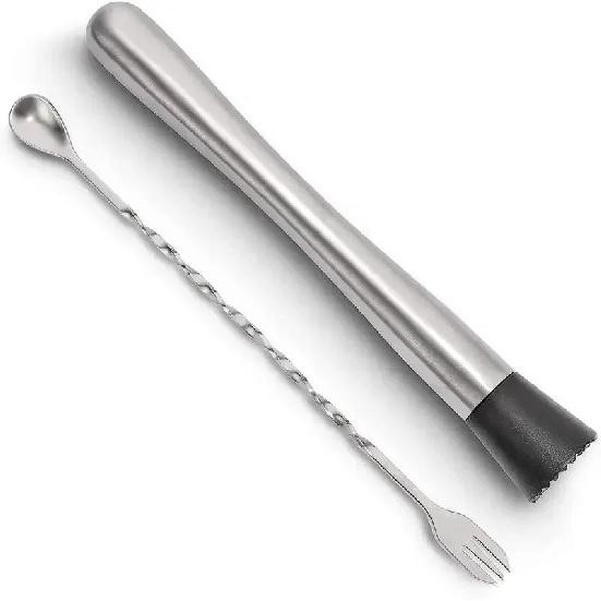 Stainless Steel Cocktail Muddler Set and Mixing Spoon Home Professional Bar Tool Set bar accessories home bars for Mojitos 5