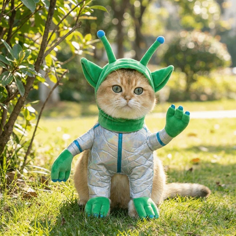 Science Fiction Style Pet Alien Transformation Outfit Alien Cat Dressed Up Carnival