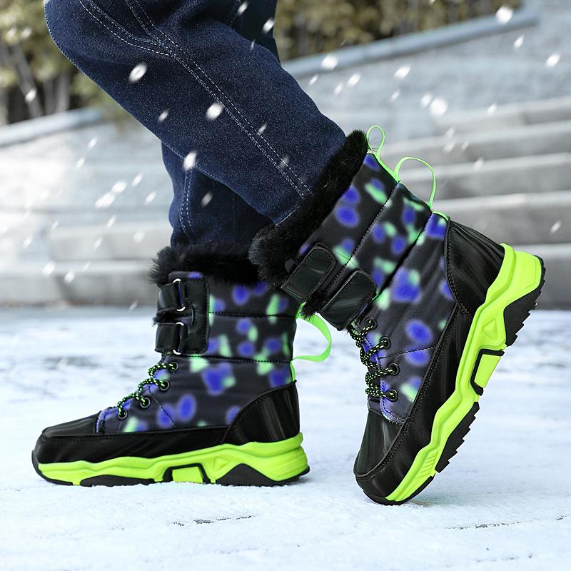 Зимние детские ботинки большого размера на липучке, нескользящие, износостойкие и мягкие, теплые, для улицы, высокие хлопковые ботинки для снега