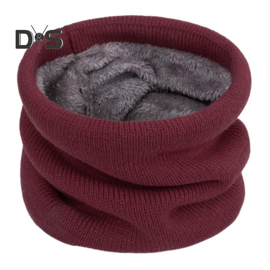 Winter Cycling Scarf Double-Layer Neck Warmer Knit Thickened Fleece Lined Elastic Soft Circle Scarf Neck Gaiter