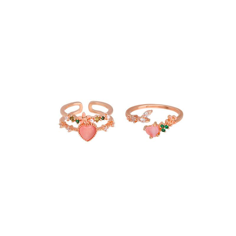 Двухслойное открытое кольцо в форме сердца с цирконием для женщин, Кольцо высокого класса для указательного пальца, Регулируемое кольцо для пальца