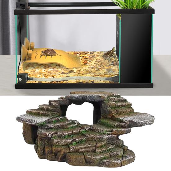 Fish Tank Terrace Wear-resistant Unbreakable Non-fading Pollution-free Sunset Ladder Tortoise Climbing Staircase Rock for Aquarium