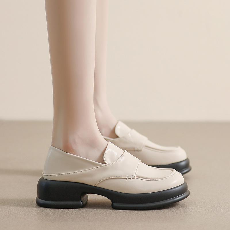 Мокасины на платформе женские осенне-зимние новые туфли с круглым носком в британском стиле, кожаные туфли с одной педалью в стиле ретро jk в стиле колледжа, одиночные туфли женские
