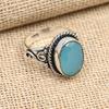 Aqua Chalcedony Gemstone Handmade 925 Solid Sterling Silver Jewelry Ring For Mother