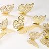 12 шт./комплект 3D металлическая золотая полая стена с бабочками с 3D имитацией бабочки наклейки для дома украсят вечеринку, свадьбу макет