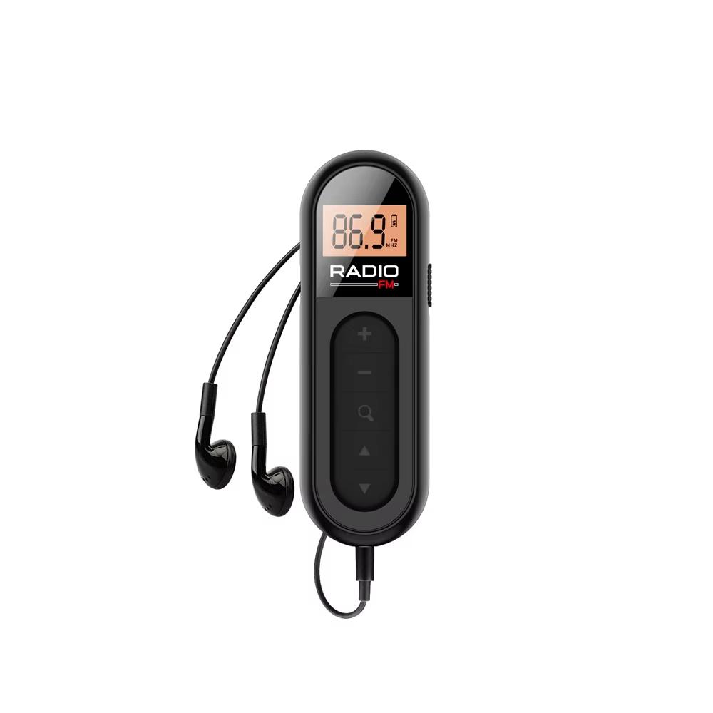 Mini Pocket Clip FM Radio Portable Radio with LCD Display Wired 3.5mm Headphones For Meetings Tours Running