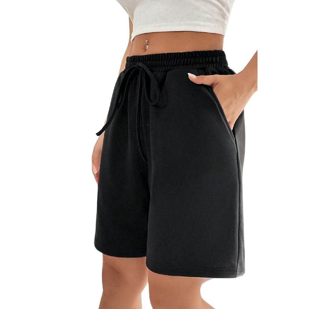 Черно-серые однотонные женские шорты обычного цвета из двух частей