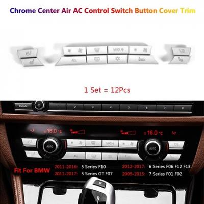12x For BMW 5 6 7 F10 F07 F06 F01 Car Center Console Air AC Button Cover Sticker