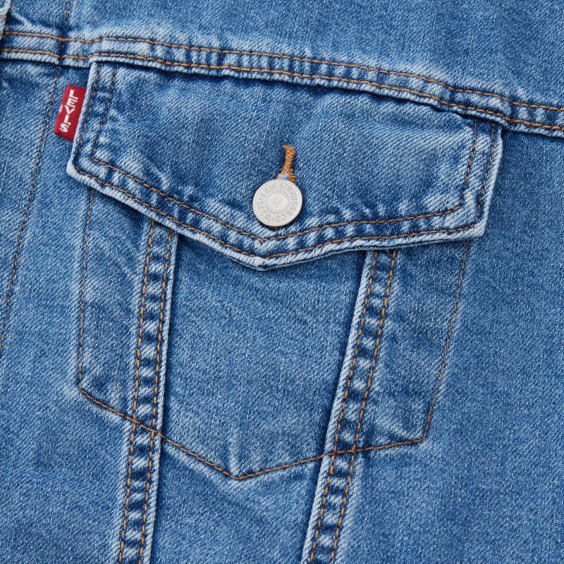 Levis Однотонная джинсовая куртка на одной пуговице с воротником на пуговицах и длинными рукавами Женские куртки Синяя A1743-0042