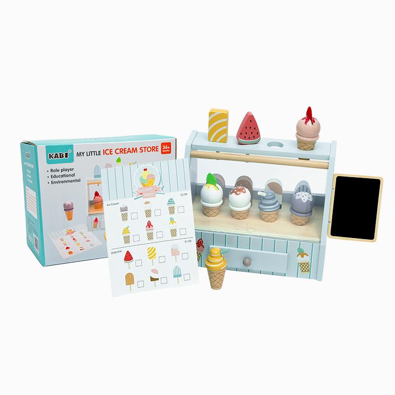 Wooden Pretend Play Ice Cream Shop With Interactive Accessories For Kids And Toddlers