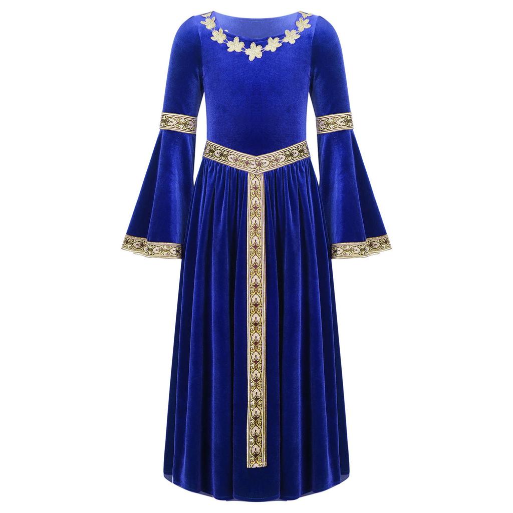 Средневековый костюм, средневековое платье для девочек, винтажное платье макси, платье принцессы, карнавальный костюм эпохи Возрождения, праздничное платье