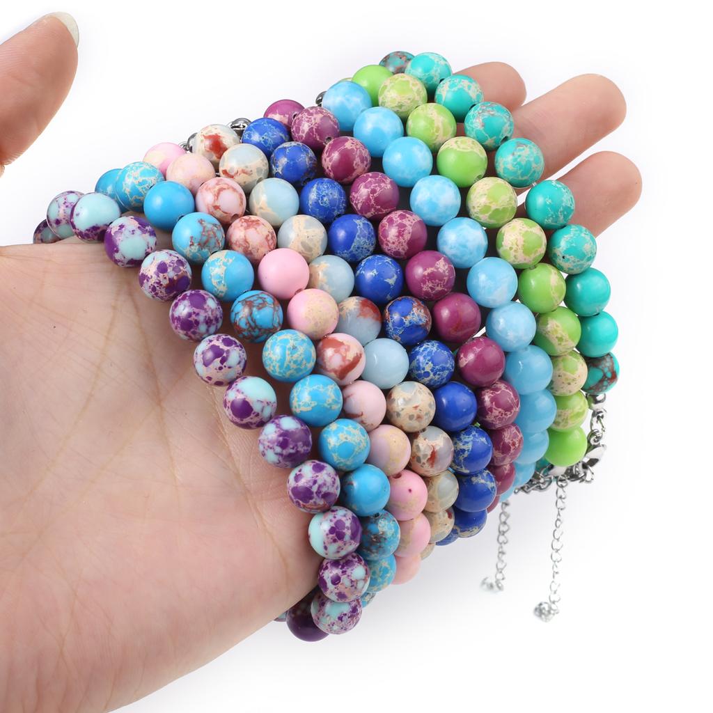 Новый стиль женский браслет натуральный камень императорский камень бусины 8X8 мм подвески для женщин романтический подарок на день рождения