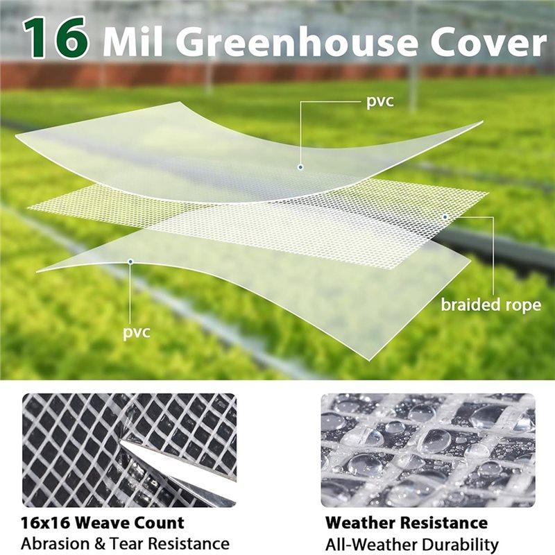 ABMH-Waterproof Clear Tarps With Grommets, 6X8 FT Heavy Duty Greenhouse Tarp, Clear Greenhouse Cover