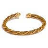 Yhpup Waterproof Stainless Steel Twisted Round Cuff Open Bracelet Bangle for Women Texture Metal Statement Jewelry Gift