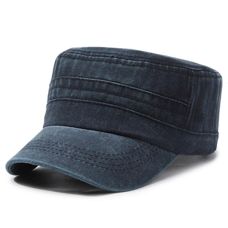 Шляпа с плоским верхом, мужская военная шляпа, выстиранная старая мужская шляпа, повседневная ретро-кепка, модная уличная шляпа от солнца