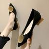 Fashion Woman Pumps Pointed Toe Block Heel Low Elegant Black Shoes for Women On Promotion 2025 Trend Shoe Fashion Summer Sale Casual 39