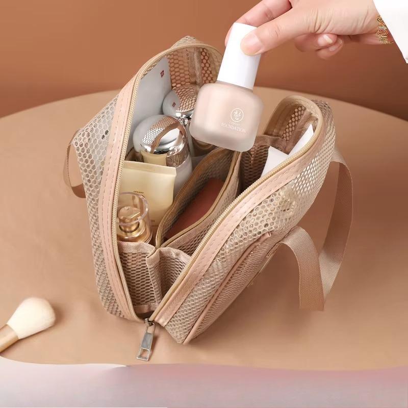 Сетчатая косметичка, большая вместимость, ощущение высокого класса, ручная многофункциональная перегородка, для путешествий, ухода, сумка для хранения для женщин