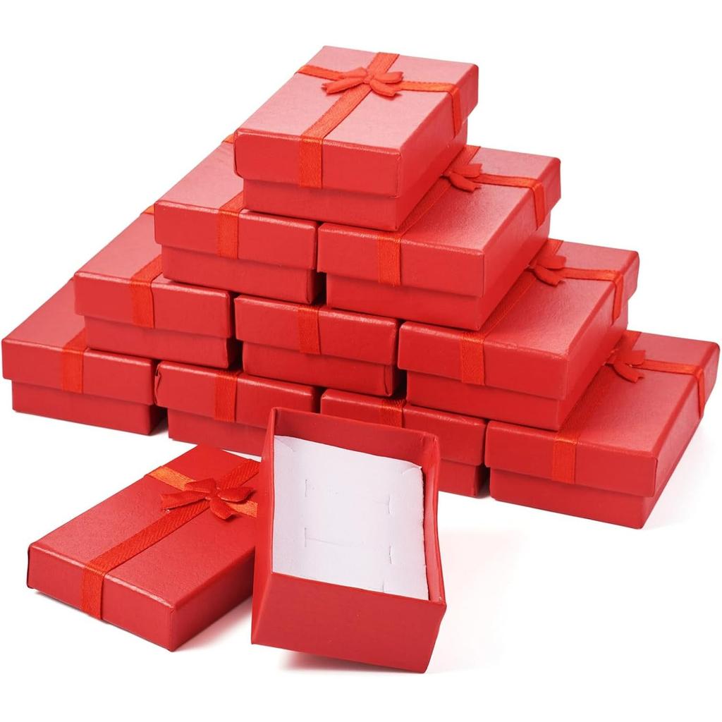12Pcs Black Small Jewelry Gift Boxes 3.19x2.03 Inch Bracelet  Earring Packaging Boxes With Lids Bowknot for Easter Valentines Day Jewelry Display