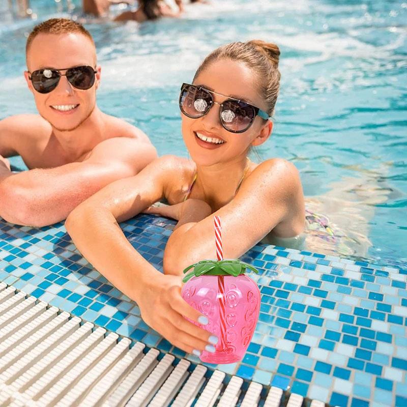 Гавайская летняя вечеринка Ананас Клубника Стакан с трубочкой Тропическая свадьба Фламинго Луао Украшение для вечеринки по случаю дня рождения Стакан для питья