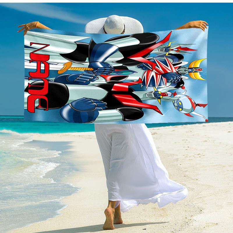 Personalized customized proof beach towel with UFO Robo Grendizer pattern - soft, absorbent,quick-drying,perfect swimming,camping&bathing