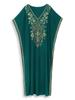 EDOLYNSA 2024 Elegant Gold Thread Embroidered Plus Size Kaftan Women Long Beach Dress Summer Vacation Homewear Swimsuit Cover Up Loose Caftan