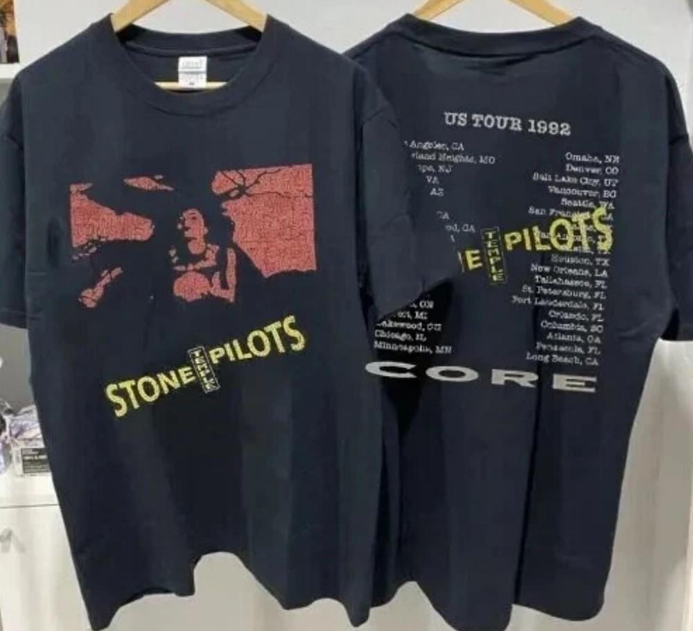 Тур Stone Temple Pilots 1992 Группа 2 Сторона Черная Унисекс Футболка Репринт S-4XL