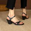 New Vintage Roman Sandals Genuine Leather High Heel Women Sandals Casual Buckle Strap Summer Shoes Heels Women Women Shoes
