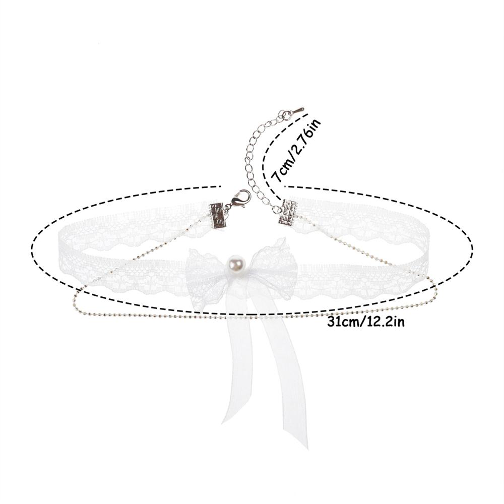 1 шт. Модный и сексуальный чокер с бантом из белого искусственного кружева, аксессуар для шеи, элегантное кружевное колье-чокер с бантом, чокер, короткая цепочка