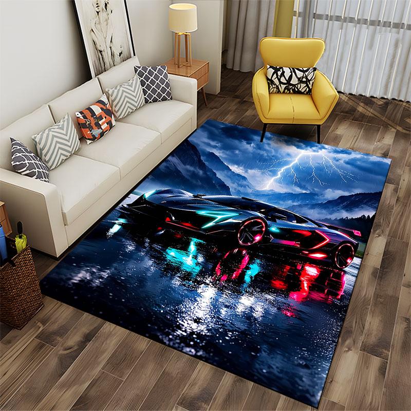 "Lightning Sports Car Design" suitable as a non-slip mat for the living room or bedroom sofa