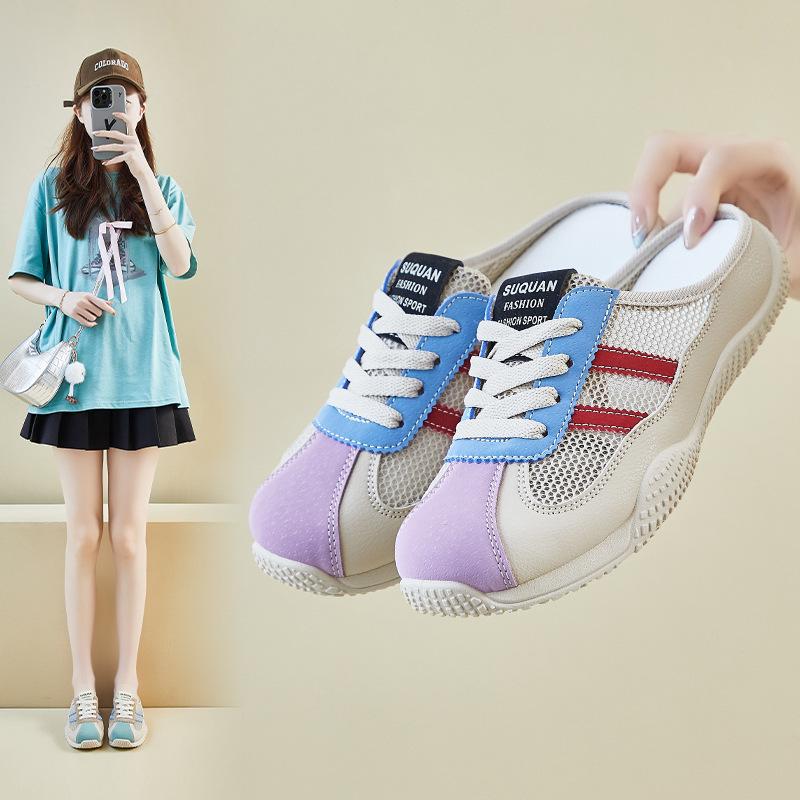 Новые летние белые туфли для студенток с полуподдержкой, толстой подошвой, усиленной сеткой, дышащие и повседневные