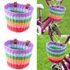 Waterproof Plastic Woven Bicycles Basket Rainbow Color Wicker Front Handlebar Bike Basket Childrens Bicycles Basket