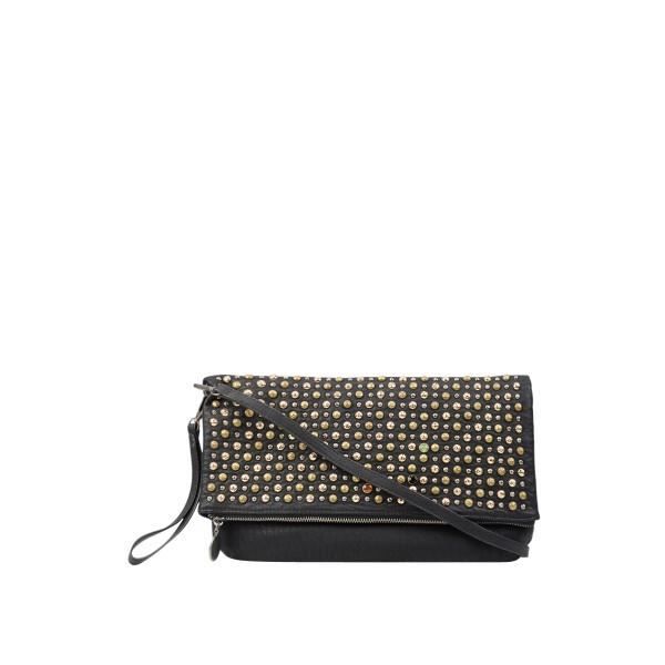 Sac pochette - LE TEMPS DES CERISES - MANIA 5 - Noir - Bandoulière amovible - Studs décoratifs