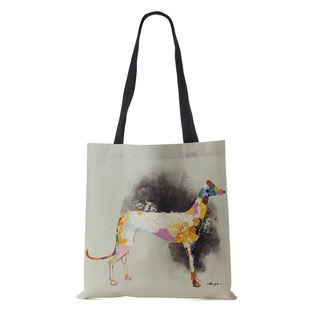 Женская сумка Холщовые сумки с принтом собаки Повседневные дорожные пляжные подарочные сумки KTY