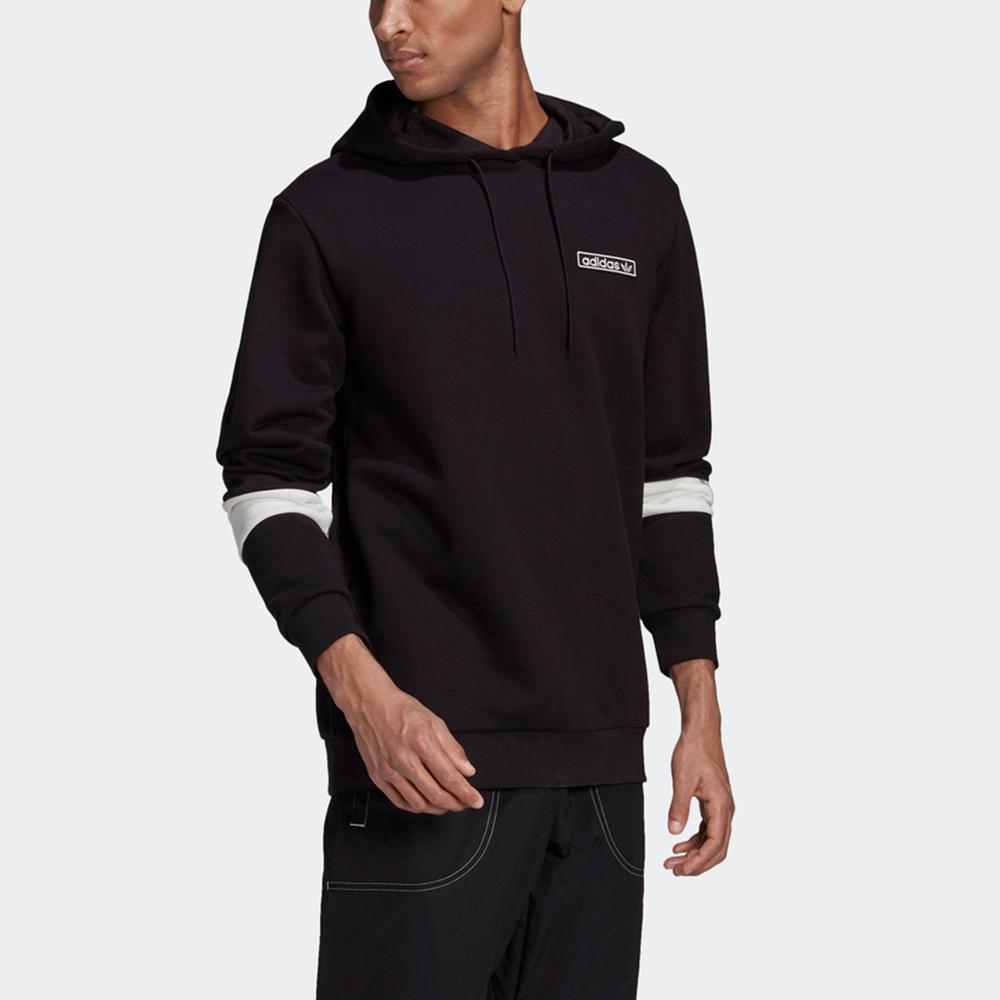 Adidas Оригинальный трилистник с логотипом и цветными блоками, пуловер с капюшоном, мужская толстовка с капюшоном, черный GU6976