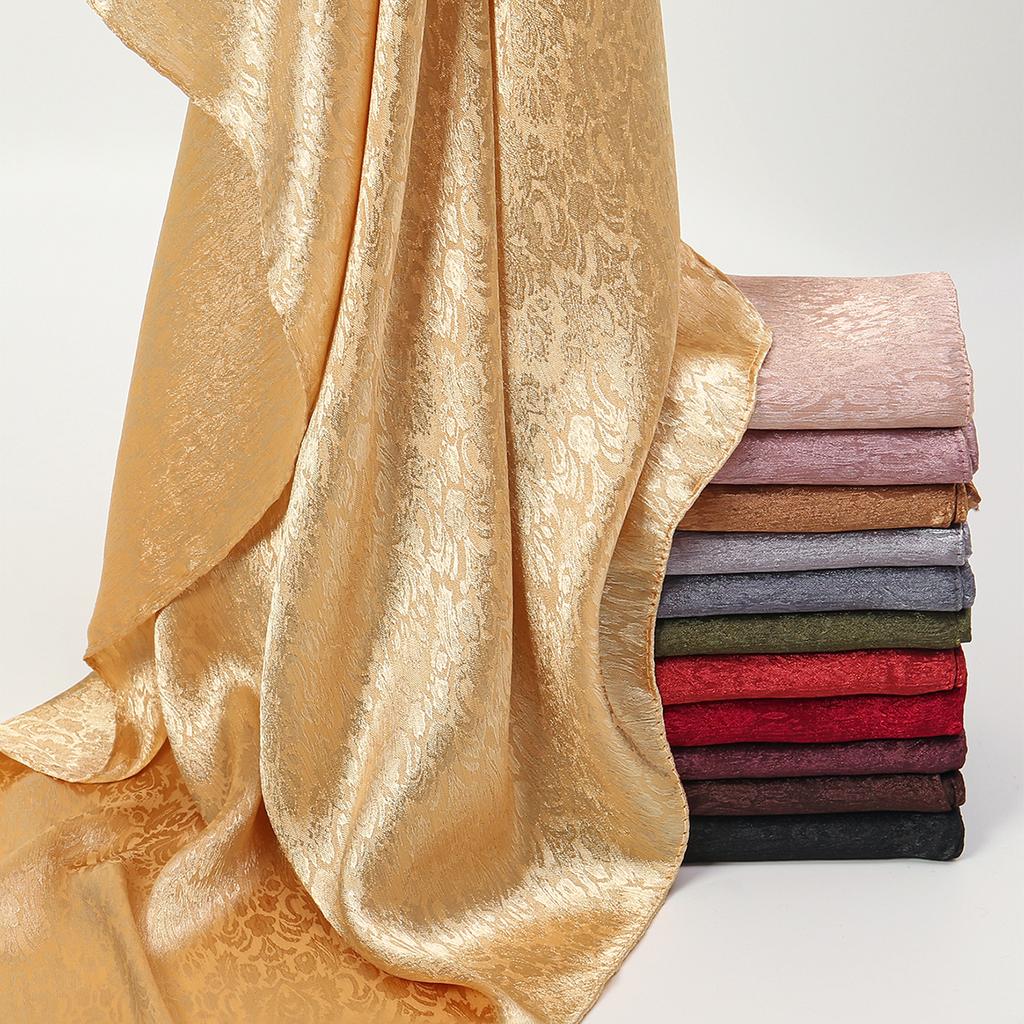 High Quality Floral Print Satin Hijab Scarf Muslim Hijab Plain Malaysia Scarf Satin Shawl Luxury Silk Satin Wrap Islam Turban