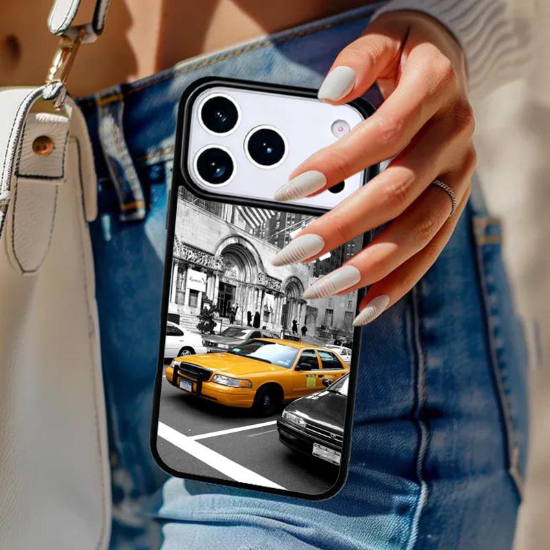 Желтые такси Нью-Йорка Чехол для телефона Для iPhone 17 Air 14 15 13 12 Max Чехол Для Apple 16e 11 Pro Max Plus Coque