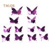 Talos 12Pcs/Set Mirror PVC Butterfly 3D Single Layer Wall Art Sticker Removable Home Decor