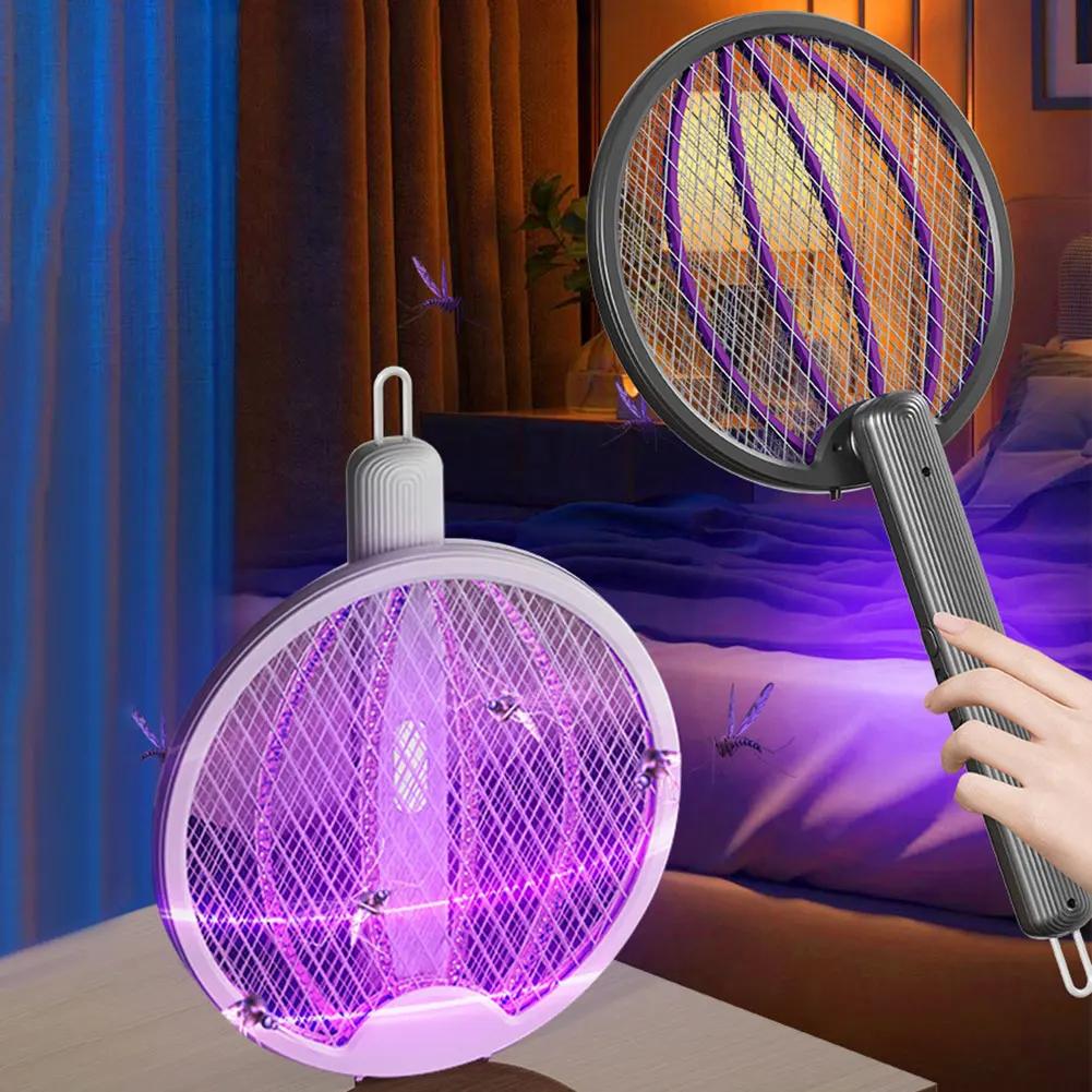 Foldable Bug Zapper Racket Rechargeable Mosquito Swatter Fly Killer and Mosquito Trap Lamp for Indoor and Outdoor