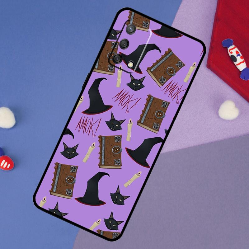 Witch Black Cat Case For OPPO A74 A94 A54 A17 A57 A77 A18 A58 A78 A98 A15 A52 A72 A5 A9 A53S A16 A76 A96