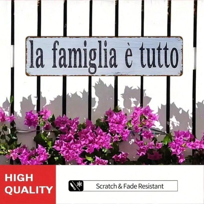 Винтажный металлический плакат La Famiglia Cutto 4x16 дюймов Декор стены бара