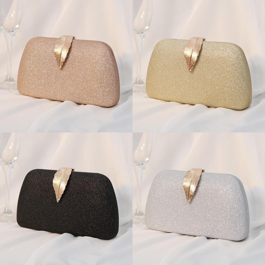 Crossborder Trend Metal Leaf Evening Bag With Lock Closure For Formal Events
