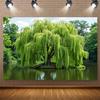 2D Green Nature Pond Backdrop Photography Background Banner
