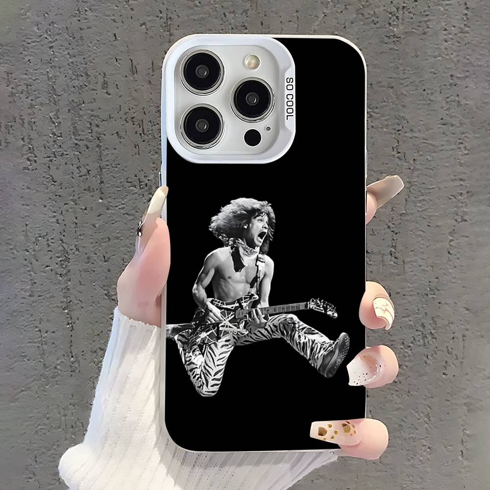 Чехол для телефона E-Eddie Van H-Halen для iPhone 17,16,15,14,13,12,11,Pro,XS,Max,Plus,Mini,SE Белый Конфетный Матовый Ударопрочный Чехол