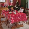 Festive Holiday Tablecloth Waterproof Polyester Embossed Rectangle Christmas Party Dining Cover with Lace