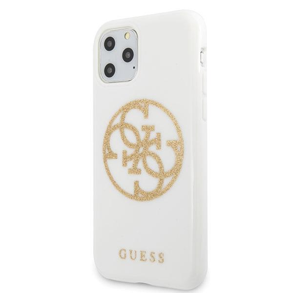 Guess Guhcn65Tpuwhglg Iphone 11 Promax White/White Hard Case Glitter 4G Circle Logo