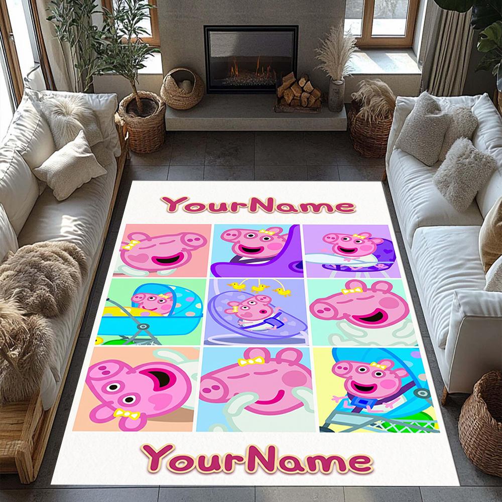 Peppa Pig Customize Your Name Floor Mat Design for Decorate room Foyer Bedrooms Entryway Antislip Carpet Office home decor