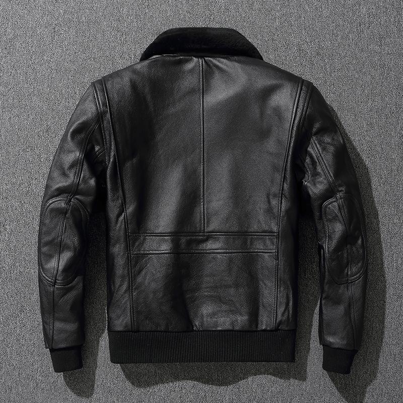 Одежда из натуральной кожи, мужской первый слой из воловьей кожи, летный костюм ВВС, большие размеры, хлопковая кожаная куртка с меховым воротником, простая зимняя