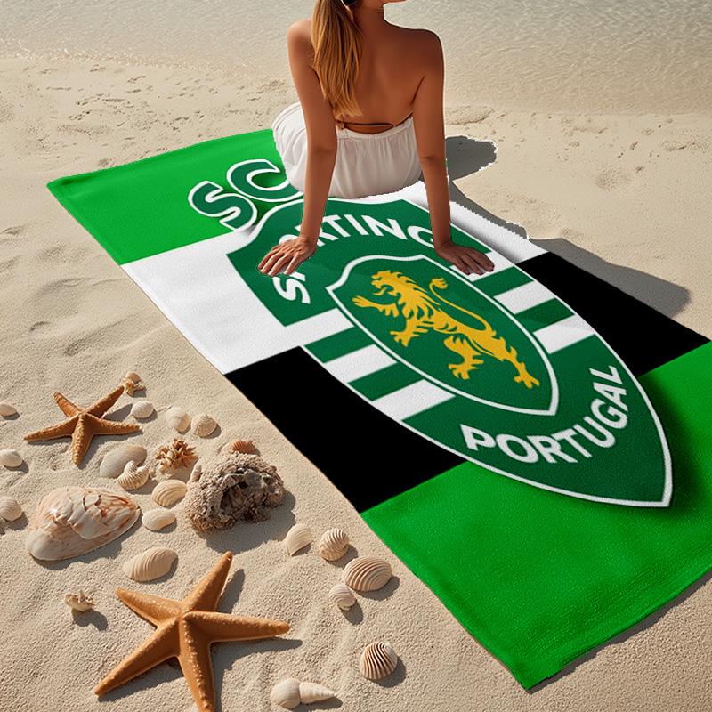 Sporting Portugal Crest Microfiber Beach Towel, Lightweight And Quick-Dry, for Summer Travel, Beach Essential, Swimming Pool