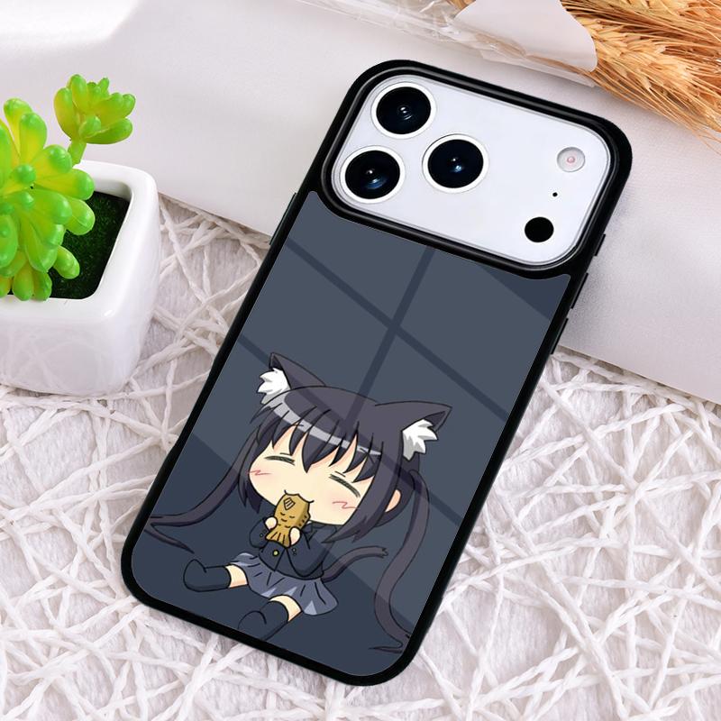Чехол для телефона с аниме-девушкой-кошкой для iPhone 17 Air 16 15 11 12 14 13 Pro Max Ударопрочный чехол