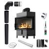 KRATKI LUCY Right Side Air Fireplace Insert 14 kW Ø200 BLACK Installation Kit